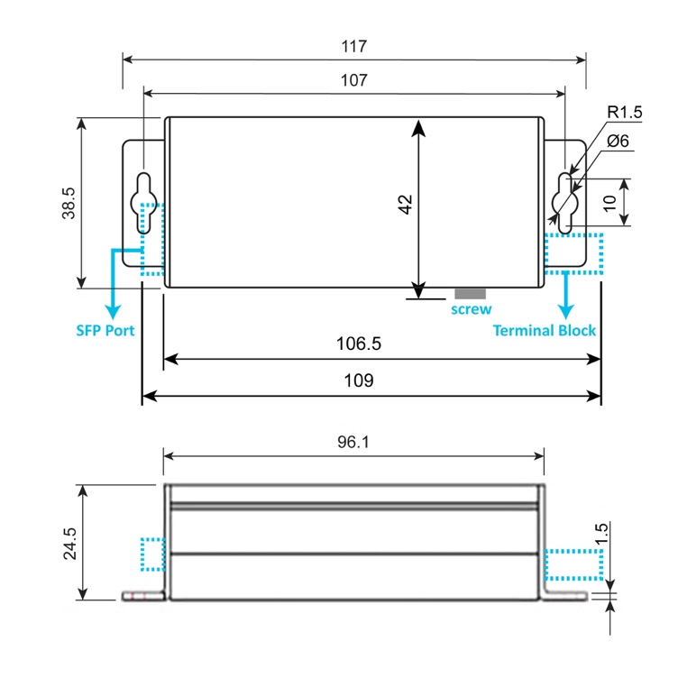 微型1千兆光1千兆电收发器